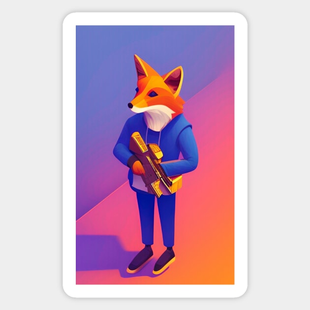 Fox In A Blue Sweat Suit Sticker by ShopSunday